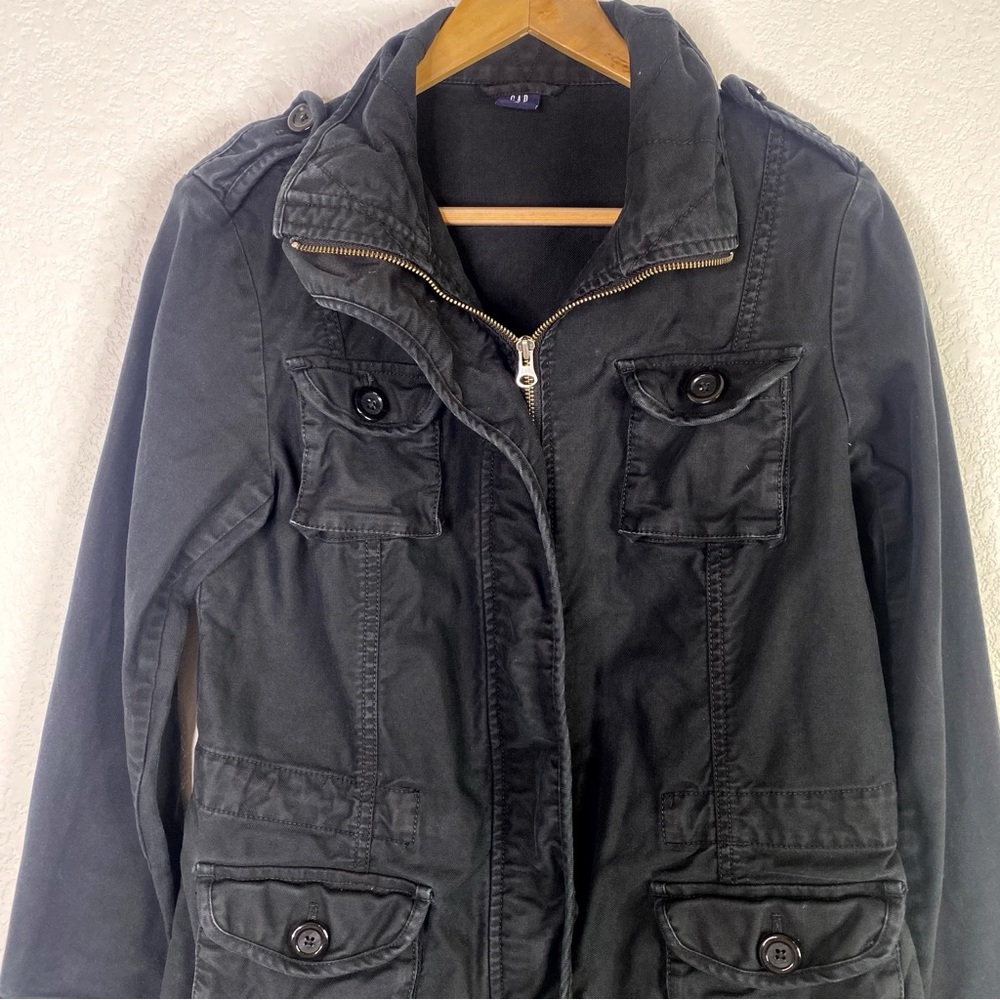 Gap Black Zip Front Utility Cargo Jacket - image 2
